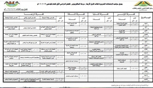 تعديل جدول الامتحانات التحريرية للفرق الأربعة ( مرحلة البكالوريوس )للعام الدراسى 2020/2019