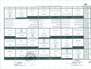 جدول الفصل الدراسى الأول  للفرقة الاولى للعام الجامعى 2017/2016 م