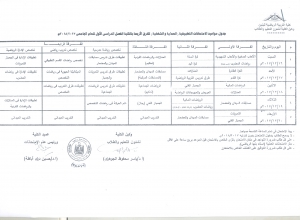 جدول مواعيد الامتحانات التطبيقية (العملية والشفهية) للفرق الأربعة بالكلية  للفصل الدراسى الأول للعام الجامعى 2018/2017