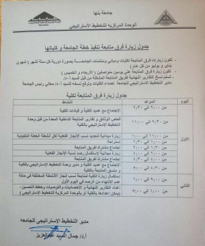 زيارة لجنة المتابعة لوحدة التخطيط الاستراتيجي بكلية التربية الرياضية