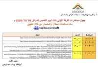 محاضرات الفرقة الأولى بنات ليوم الخميس الموافق ٢٦ / ٣ / ٢٠٢٦م مقرر مسابقات الميدان والمضمار
